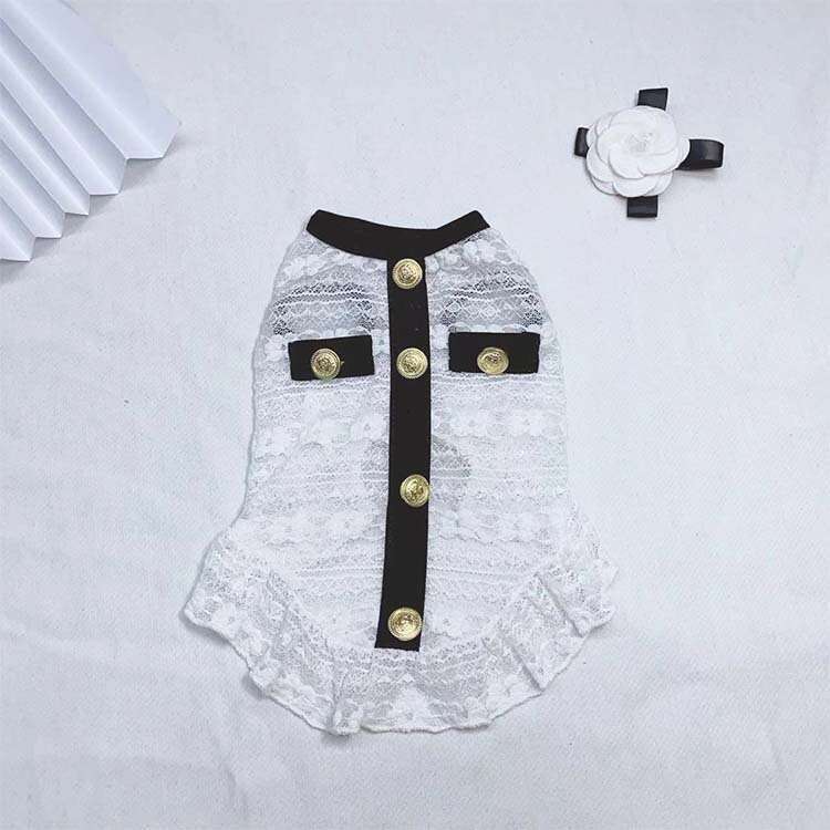 Pet Summer Lace Dress Little Chanel Style Small Dogs Cats Thin Milk Dog Clothes