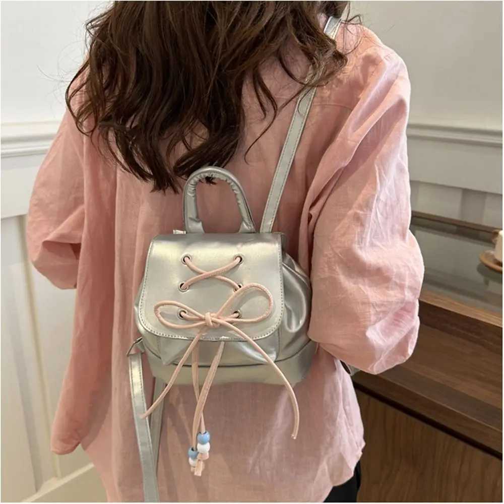 Bowknot Bow Backpack Simple Tie Large Capacity Ballet Style Shoulder Bag Travel Backpack Korean Style School Bag for Ladies Y250724