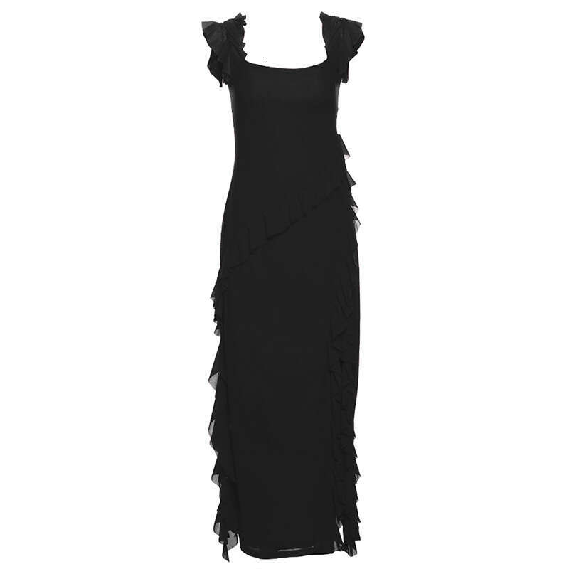 2023 Autumn Winter New Sexy Fashion Backless Strap Mid-Length Slit Dress 933