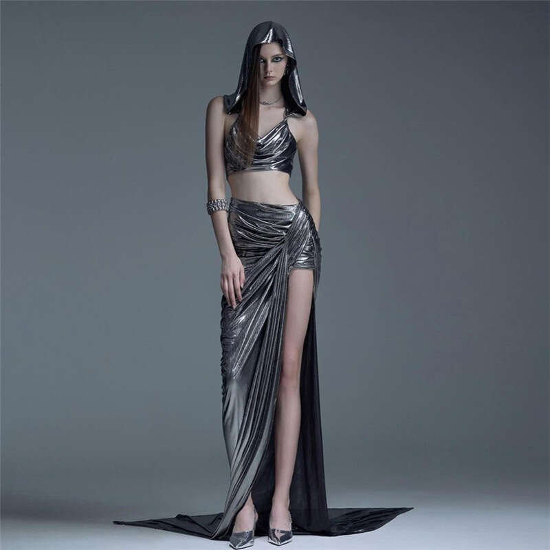 2024 Autumn New Women's Solid Color Slim Halter Neck Tank Top Fashion High Waist Skirt Set c0b