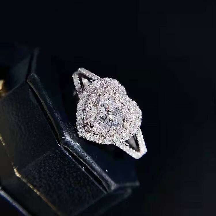 Fine Jewelry for Women VVS Moissanite Lab Grown Dia Ring Custom Heart Cut Center Stone Sier 10 14 18 k Gold Rings