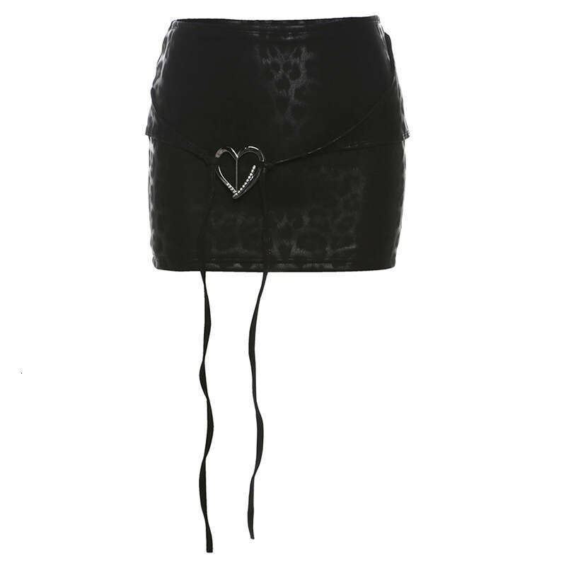 2024 Autumn New Street Fashion Sexy Slim Fit Solid Color Tie Waist Bodycon Skirt dfb