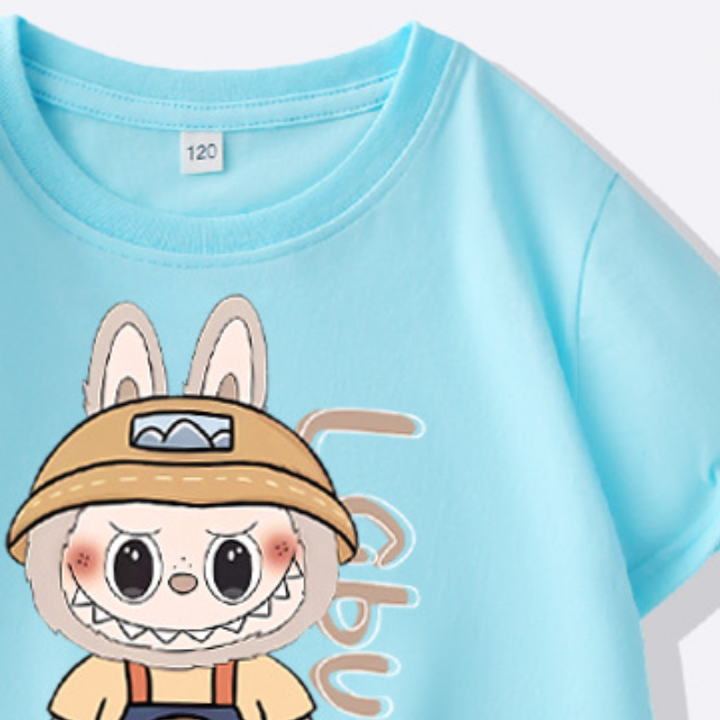 LABUBU cotton T-shirt with skin-friendly fabric for children's T-shirt for boys and girls clothing comfortable and soft short-sleeved T-shirt for