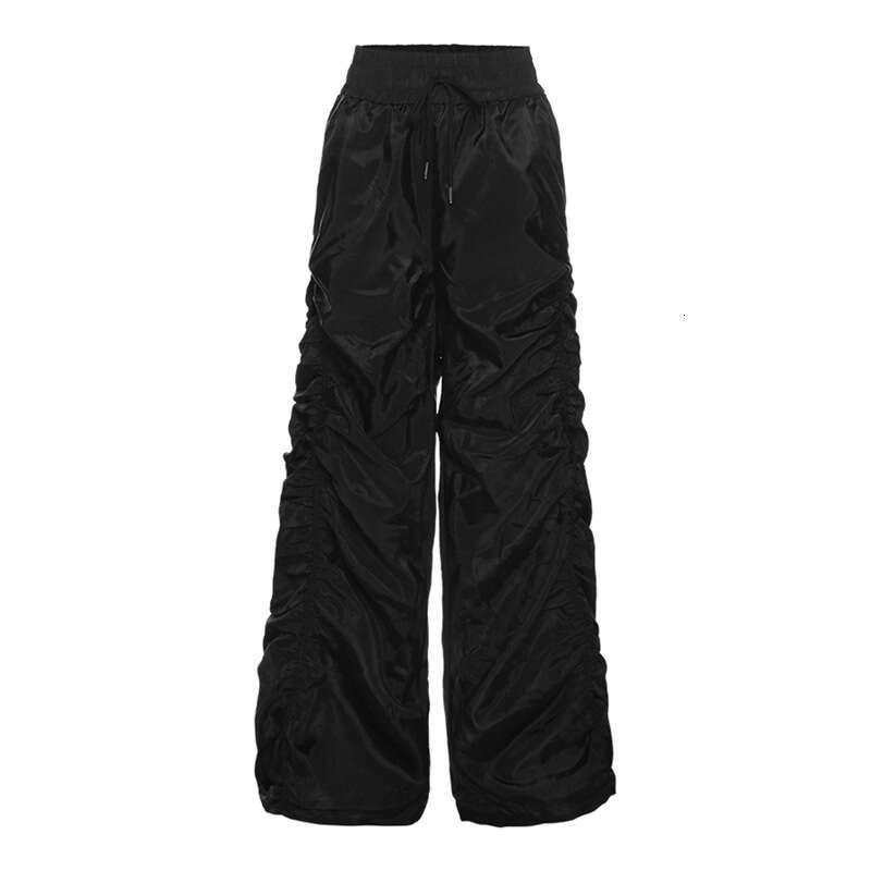 2023 Spring Women's Fashion New High Waist Hip Lift Pleated Loose Tie Casual Pants 179