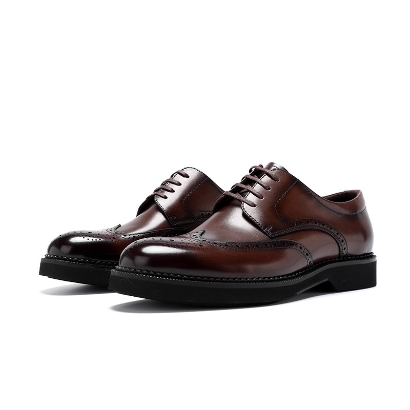 Brock leather men, genuine leather British formal leather shoes men, wedding shoes thick sole business