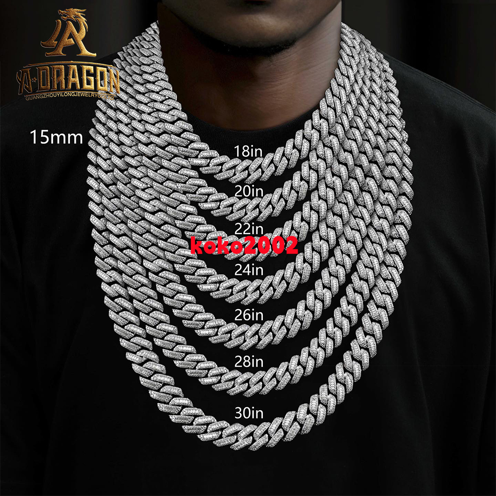 Fast Shipping 18MM 18 VVS Moissanite Cuban Link Necklace 925 Sterling Silver Moissanite Chain Cuban Link Chain