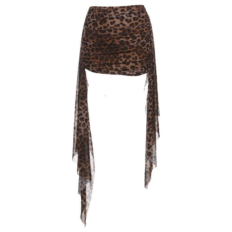2025 Spring New Women's Fashion Solid Color Slim Street Style Low Waist Slimming Leopard Print Midi Skirt ced
