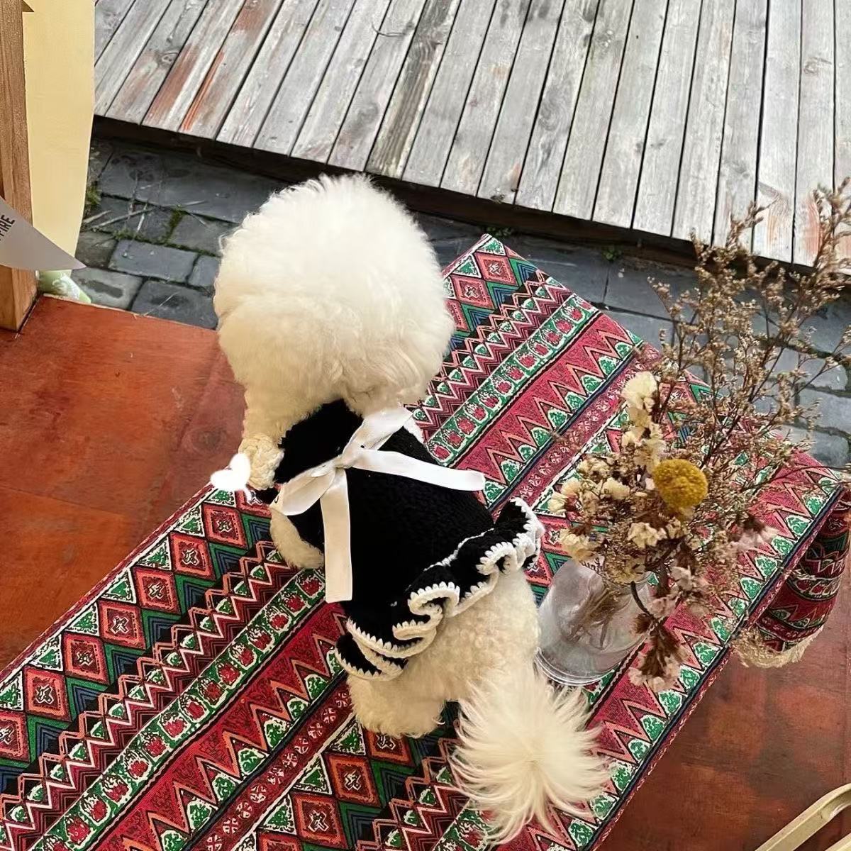 T811 Dog Clothes Autumn and Winter Sweater Cute Bow Pet Sweater Princess Dress Yorkshire