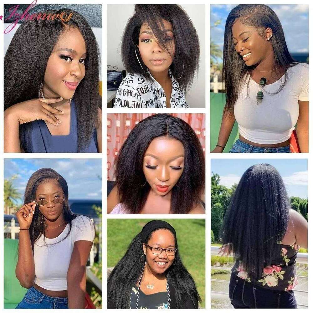 Transparent Kinky Straight Front Pre Plucked Yaki Brazilian 13X6 Lace Closure Human Hair Wig For Woman Natural Hairline