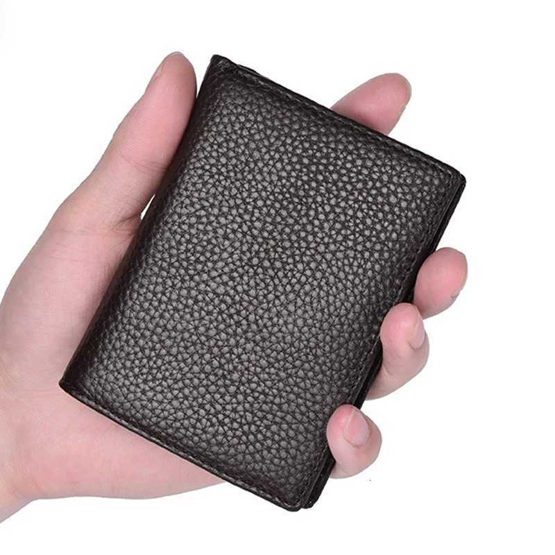New Genuine Leather Mens Wallet Cowhide Drivers License ID Slot Money Bag Holder Short Vertical Purse For Male Z250725