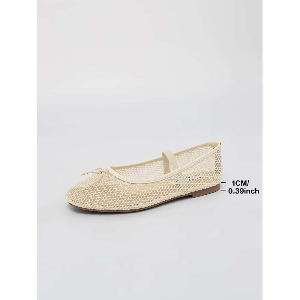 Summer New Breathable Women 2025 French Style Mesh Soft Sole Flat Shoes for Outdoor Wear with a High-End Feel