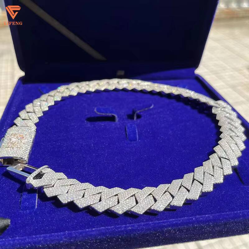 Lifeng Luxury 18mm Moissanite Cuban Chain Custom Jewelry for Hip Hop Fans Iced Out Diamond Cuban Necklace