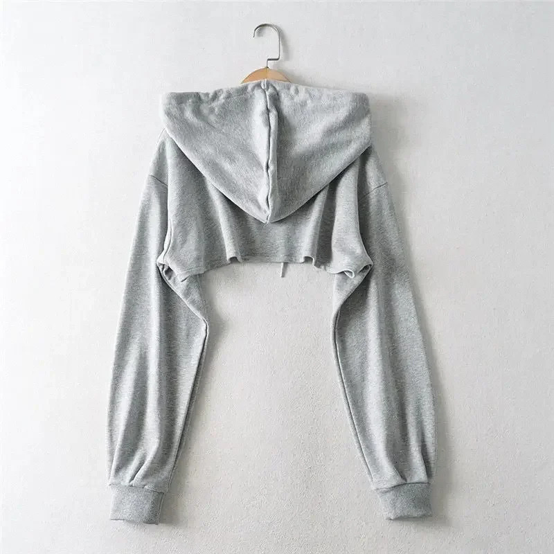 Hoodie Female Personality Irregular Crop Ultra Short Style Long Sleeve Top Drop Sweatshirt Y2k Clothes 250725