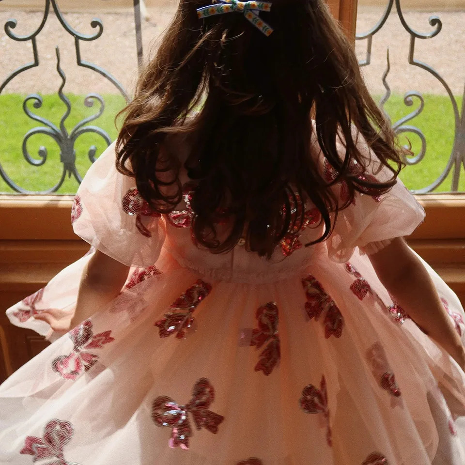 19Y Konges Slojd SS Baby Girls Sequins Mesh Princess Dress Childrens Clothing Cartoon Party Dresses Kids Skirts Vestidos 250725