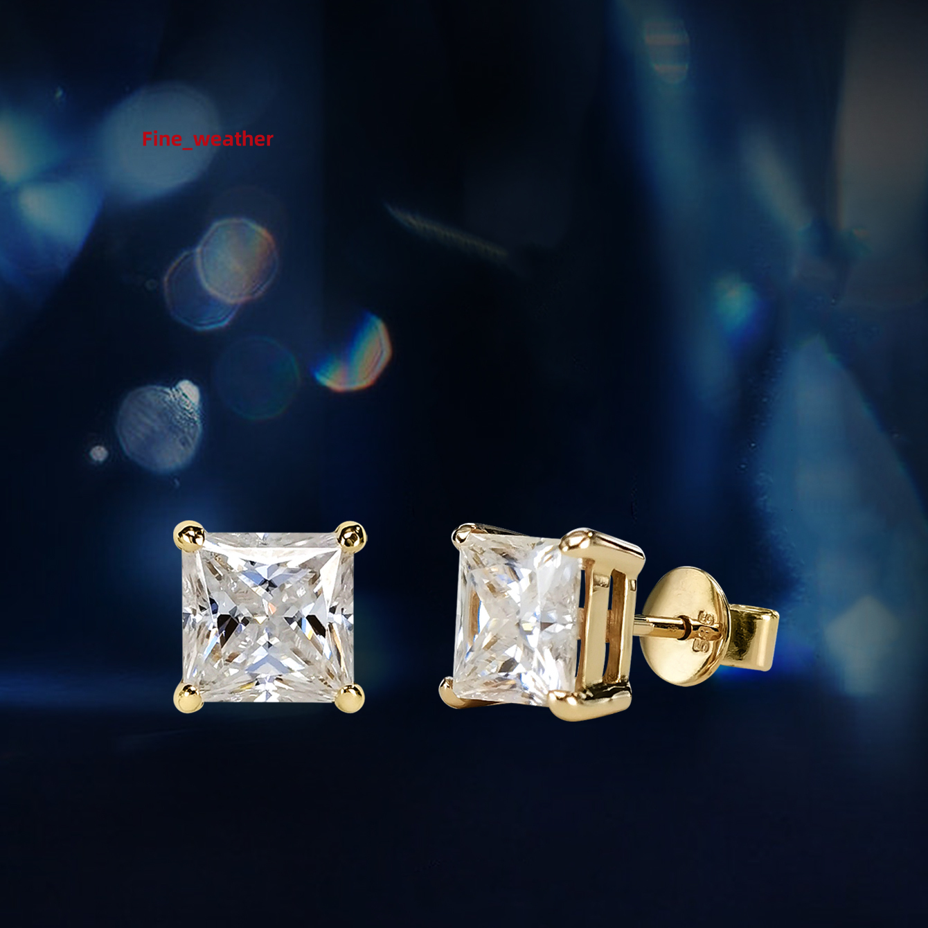 Custom 7mm VVS Moissanite Lab Grown Diamond Square Women Earrings Luxury 925 Silver Gold Plated Moissanite Earrings