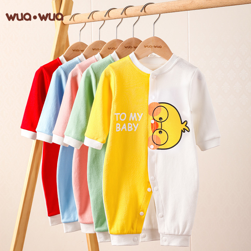 Baby Jumpsuit Spring And Autumn Newborn Clothes Pure Cotton A Baby Spring Clothes Romper Crawling Clothes Four Seasons Thin