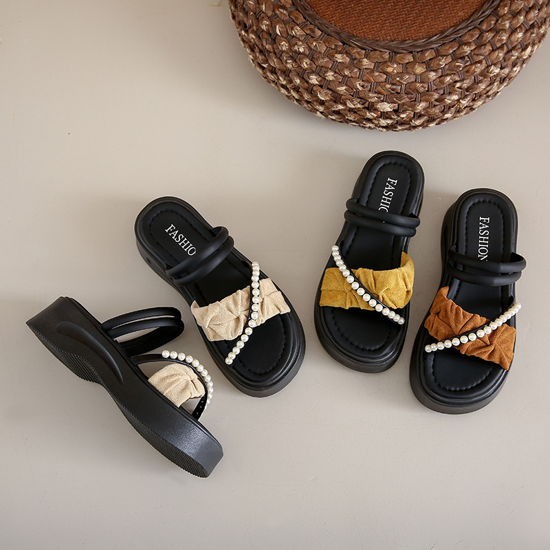 Ddmysports Stepping On Clouds For Women Summer Outdoor New Fashion Pearl With Dress Two Way Wear Non Slip Maternity Sandals Outdoor Shoes