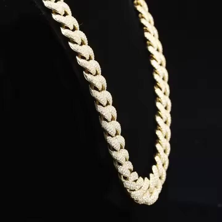 Wholesale Custom-Size Cuban Hip Hop Chain 925 Sterling Silver Iced Moissanite Diamonds Gold for Weddings Trending Hip Hop Style