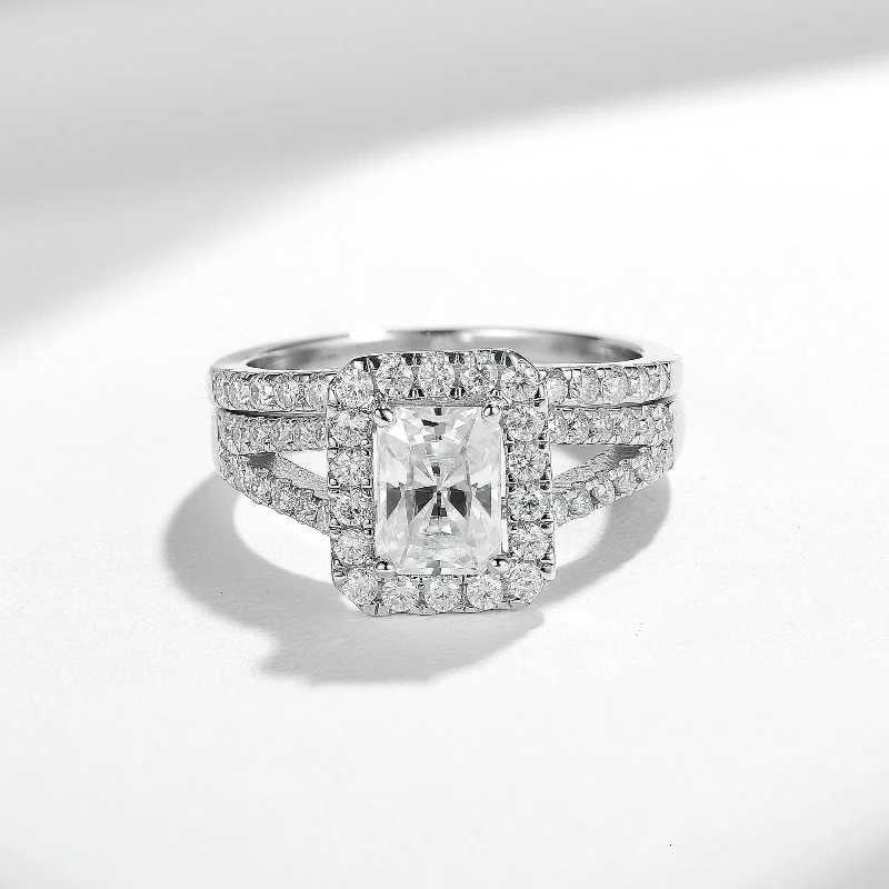 1-carat D-color all Mo silica diamond S925 sterling silver engagement ring set exquisite jewelry for women W250417