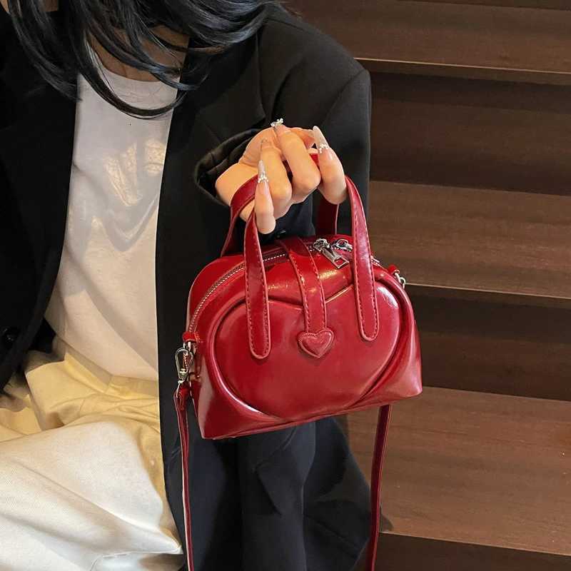 2025 Sweet Heart Decorated Mini Shoulder Crossbody Bags for Women Latest Designer Handbags Luxury Pure Color Top-handle Saddle Bag Y250725