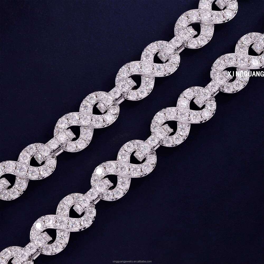 New Arrival 13mm Infinity Link Sterling Sier Men Hip Hop VVS Moissanite Dia Cuban Bracelet