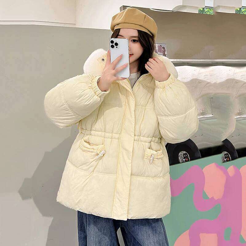 Winter Big Collar Hooded Jackets Female Outwear Fur Women Puffer Jacket Parka High-Quality Warm Cotton Padded Down Coat