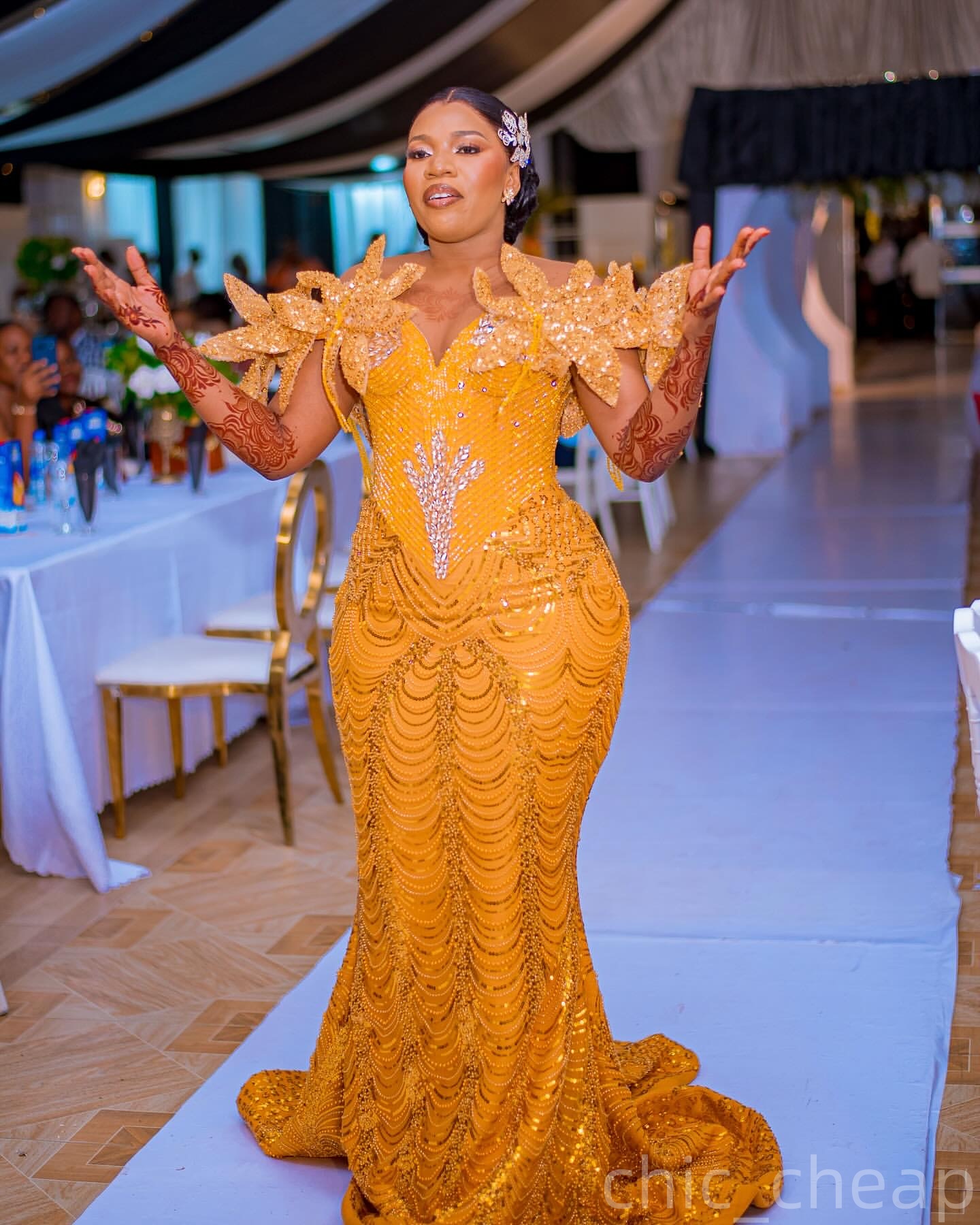 Mermaid Yellow Prom Dresses 2025 Flowers Crystals Sequined Evening Formal Party Second Birthday Engagement Gowns Plus Size Dress For Special Occasions