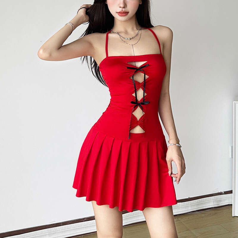 2024 Summer New Women's Solid Color Slim Fit High Waist Fashion Off-Shoulder Halter Dress cd9