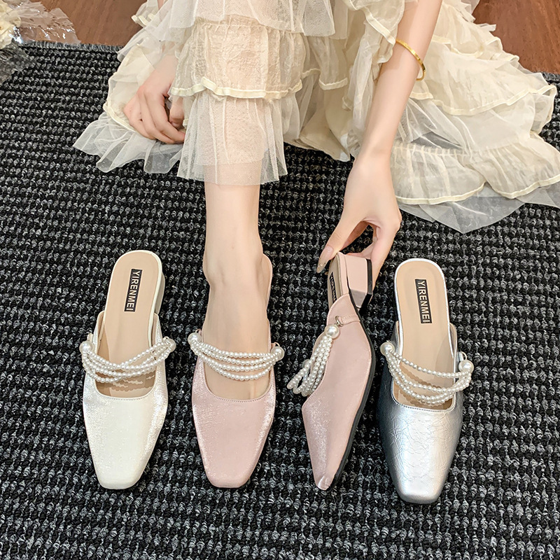 Ddmysports French Style Chunky Heel Fairy To Match Dresses Satin Wedding Daily Wear Versatile Mature Mary Jane Shoes High Heels Outdoor Shoes