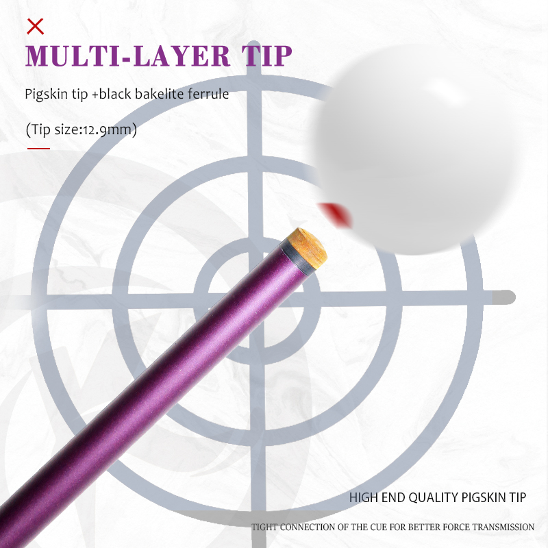 OKHEALING 1/2 Split Pool Cue Billiard Stick Purple Glass Fiber Billiard Cue 12.9mm Black Pigskin Tip 5/16*18 Joint 1474mm/58inch Total Length 19-20oz 