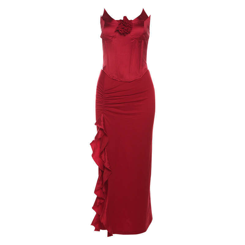 2024 Autumn New Women's Solid Color Slim Fashion High Waist Off-Shoulder Tube Dress 04f