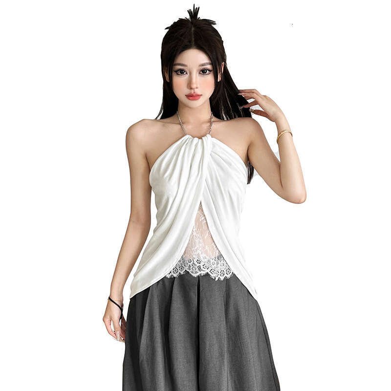 2025 Summer New Pure Desire Hot Girl Sexy Temperament Sleeveless Backless Tie Slim Top Women's Clothing f8c