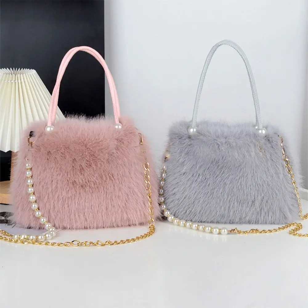ible Wens Imitati Fox Fur Bag Large Capacity Solid Color Handbag Plush Lightweight Crossbody Bag Shoder Bag Y250725