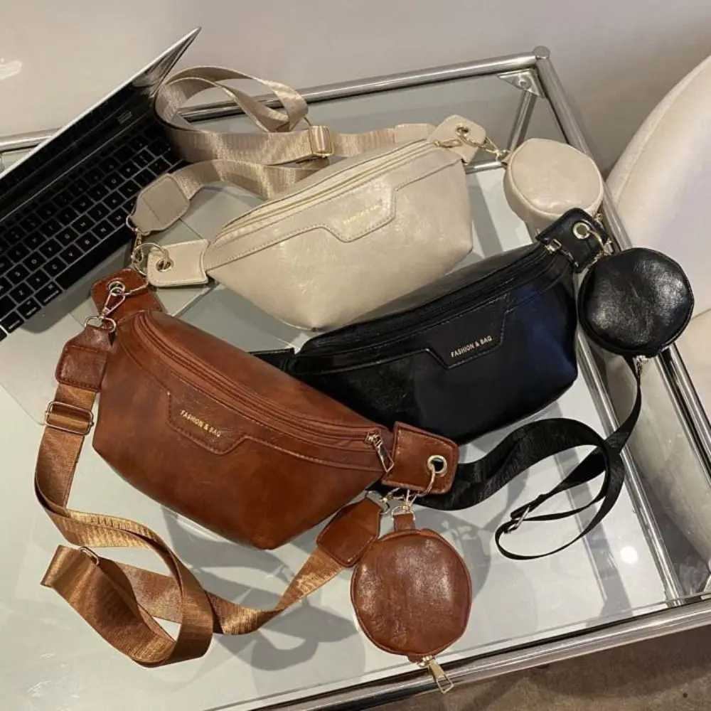 Portable Fanny Packs PU Leather Bag With Coin Purse Korean Style Banana Bag Half Moon Bag Large Capacity Running Waist Bag Men Y250724