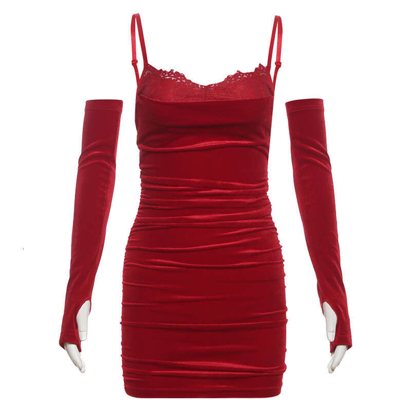 2024 Autumn New Women's Solid Color Slim High Waist Fashion Off-Shoulder Strap Dress f74