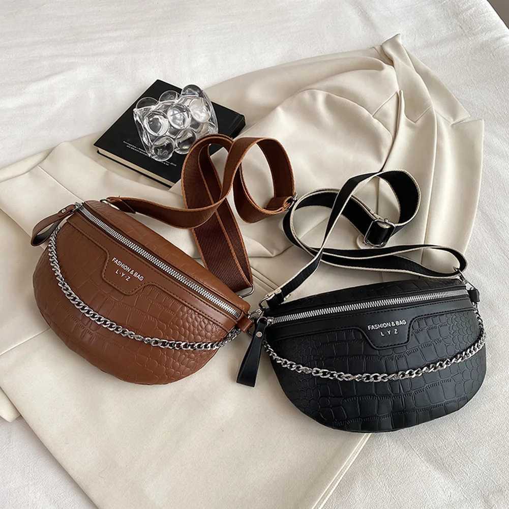 Wan Ch Bags Fi PU Leather Crossbody Ch Bags Alligator Pattern Wen Waist Bag Casual Chains Travel Fanny Pack Y250724