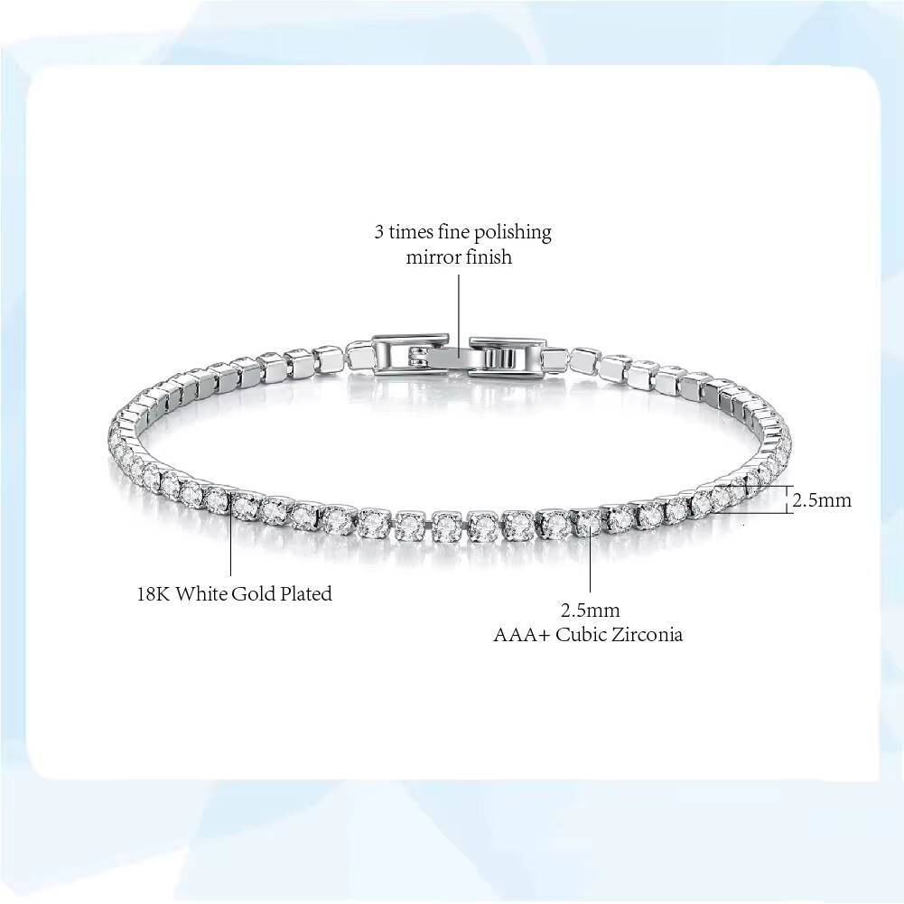 Wholesale Women 2.5mm 3mm 4mm 5mm Crystal Tennis Chain Bracelet Mens Silver Rose Gold Iced Out Zircon Cz Diamond Tennis Bracelet