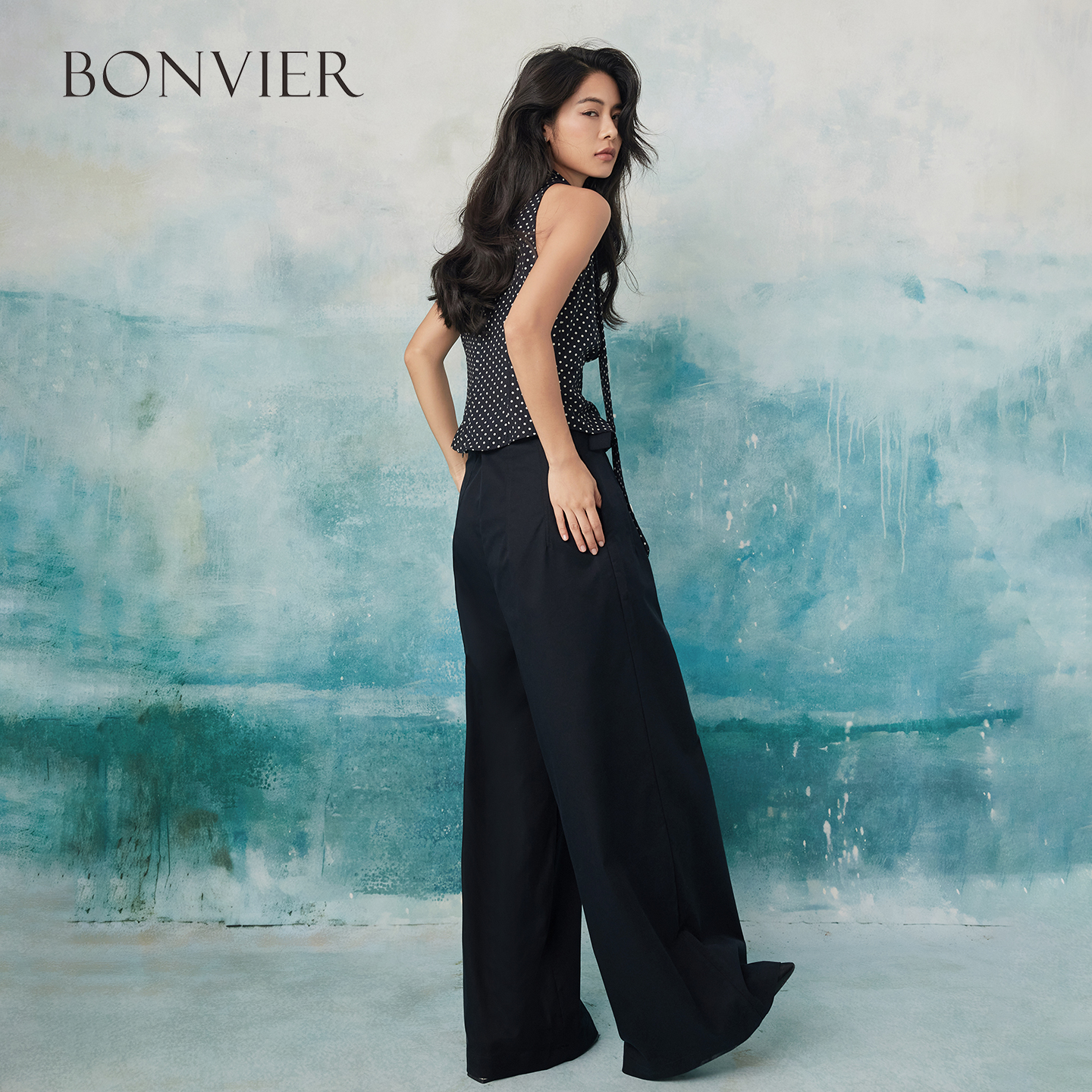 2025 Summer New Polka Dot Tank Top Women's Zipper Fashionable All-match V-neck Slim Fit Top 6112832