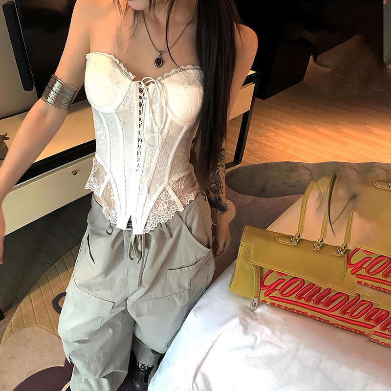 2025 Spring New Women's Fashion Solid Color Slim Street Style Off-Shoulder Tube Top Backless Vest e67