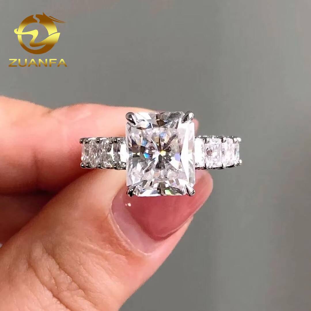 Luxury Fine Jewelry Super White Wedding Engagement Band GRA VVS Baguette Diamond Full Band Iced Out Moissanite Ring