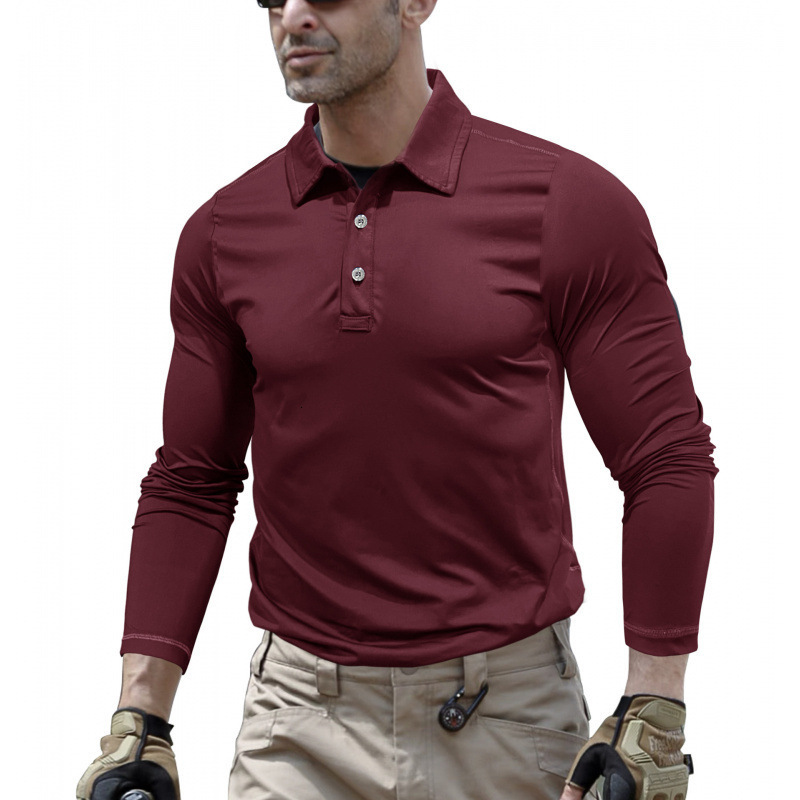 Mens Lightweight Long Sleeve Polo Shirt Performance Tactical Casual Outdoor Hiking Collared Shirts Pique Jersey Golf Shirt 250224