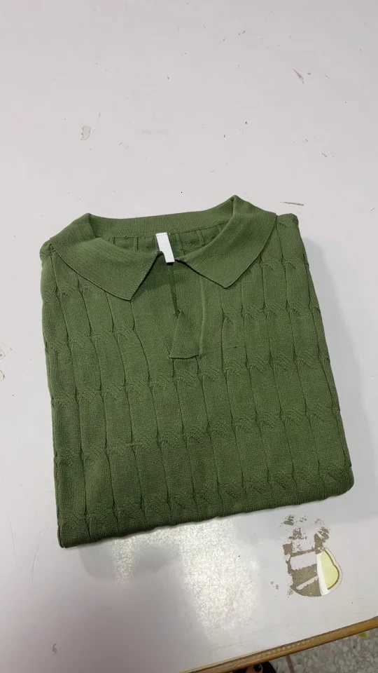 Fashionable and Popular Korean Version Solid Color Slim Fit Ice Silk Polo Shirt Short Sleeved Mens Casual Lapel Base Shirt XJ250725