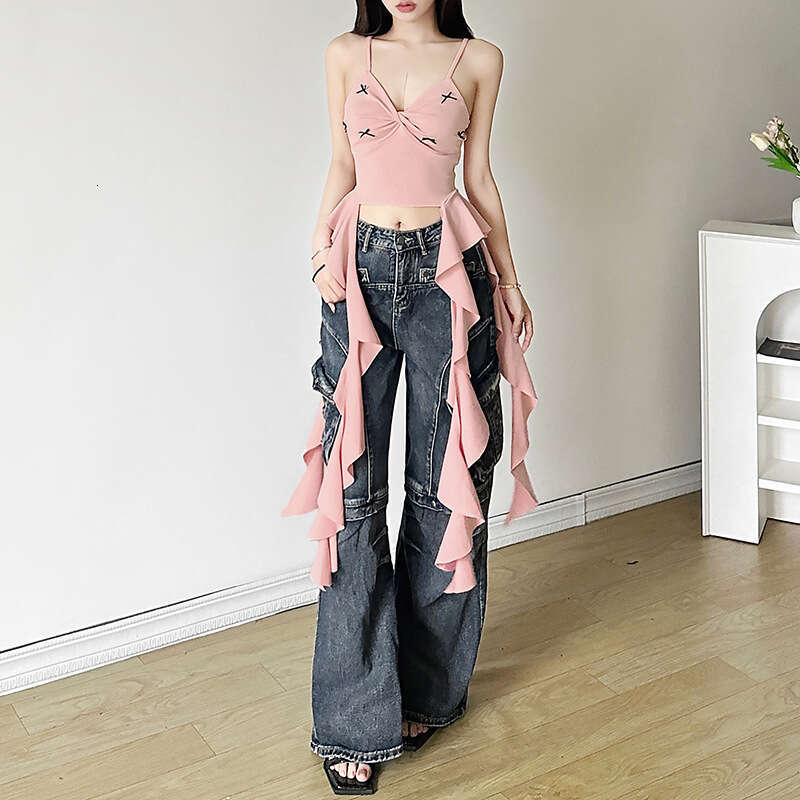 2024 Summer New Street Fashion Bowknot Sexy Strapless Crop Top for Women 489