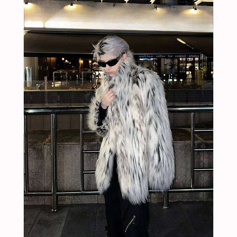 2025 Winter Integrated Short Leopard Print Stand-Up Collar Faux Fur Jacket Men's Women's Thickened Warm Plush Jackets