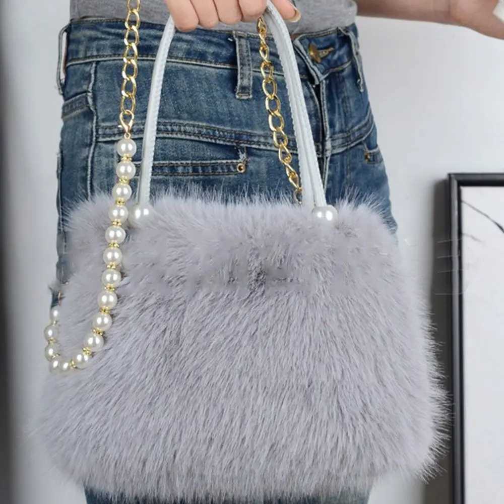 ible Wens Imitati Fox Fur Bag Large Capacity Solid Color Handbag Plush Lightweight Crossbody Bag Shoder Bag Y250725