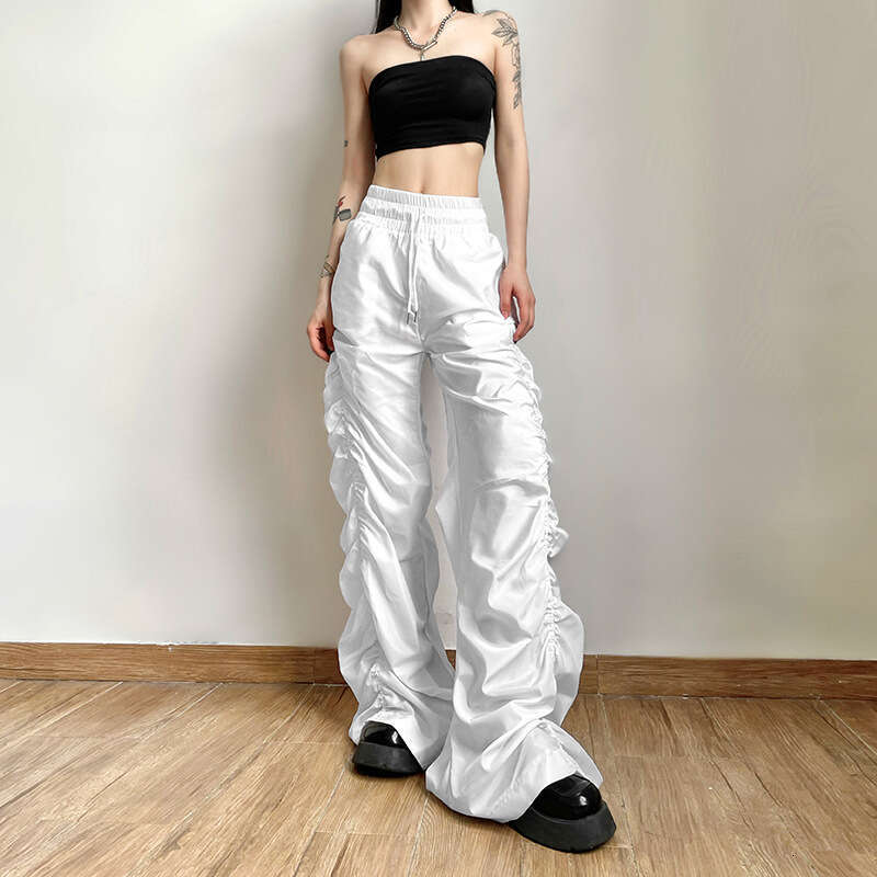 2023 Spring Women's Fashion New High Waist Hip Lift Pleated Loose Tie Casual Pants 179