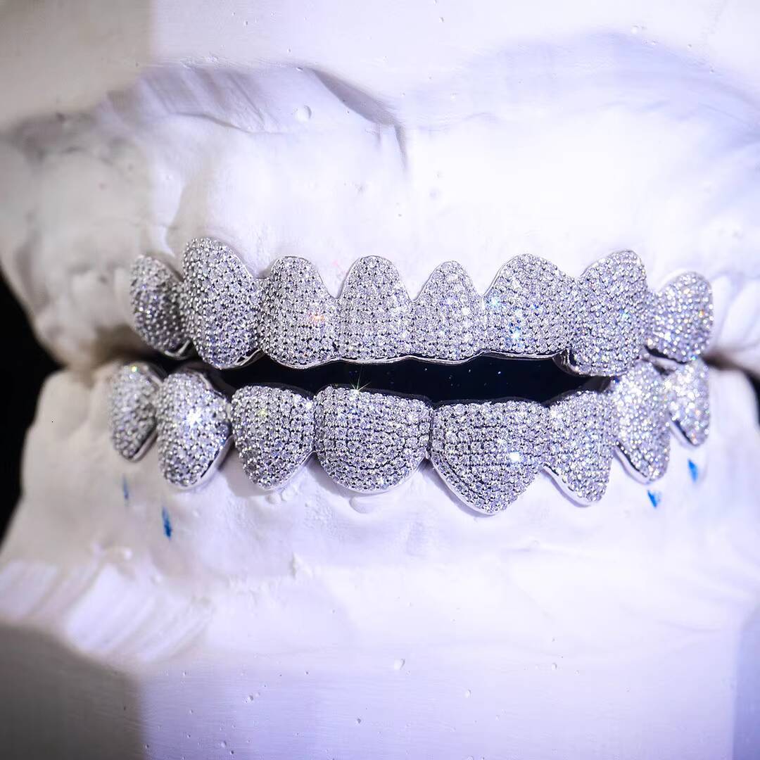 PROVENCE Custom Grillz Teeth 10k 14K 18k Gold Grillz Iced Out VVS Moissanite Grillz Diamond for Dentures False Teeth