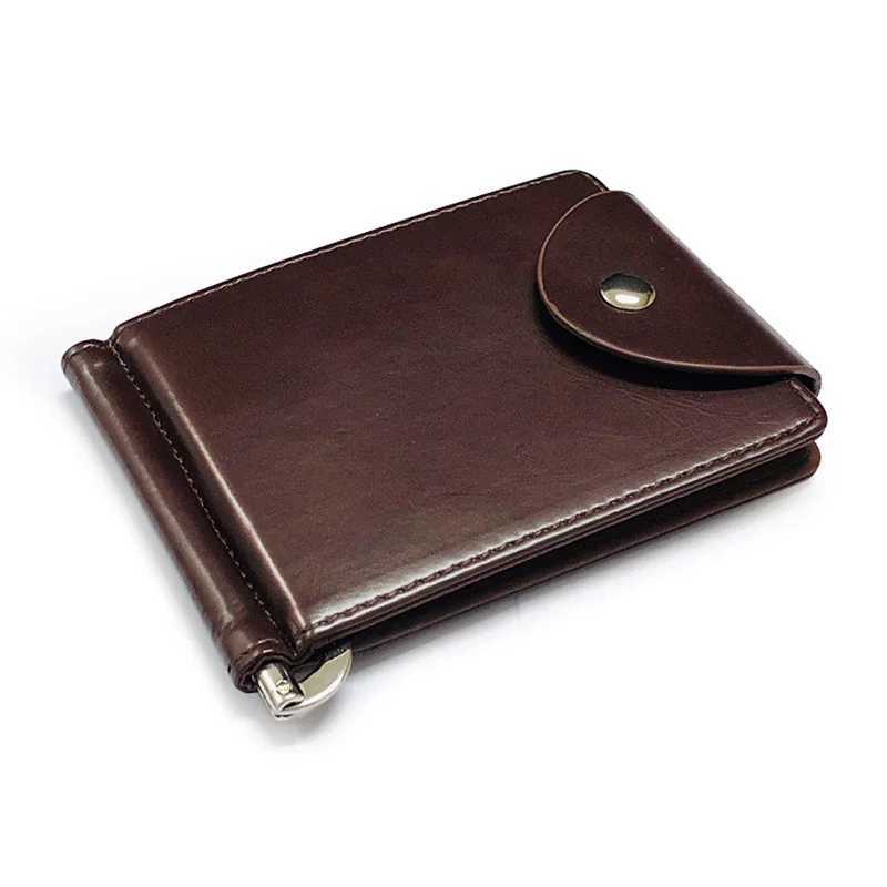 New Fashion Short Small Mens Leather Money Clip Wallet With Metal Clamp Mini Purse For Male Cash Holder 4 Colors Z250725
