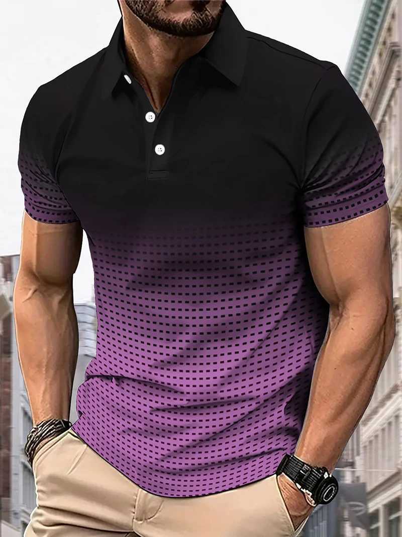 Mens Summer Casual Polo Fashion Spot Digital Print Polo Collar Short Sleeve Design Suitable for Machine Washing Surprise Gift XJ250725