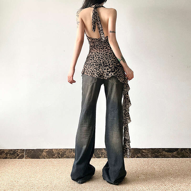 INS2024 Summer New Women's Solid Color Slim Street Fashion Halter Neck Backless Tank Top 7ad